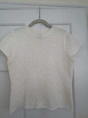Dissh Off White Short Sleeve Sweater Top